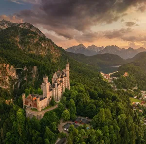 Ancient Building Prints: Neuschwanstein Castle, Fussen, Bavaria, Germany