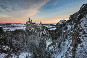 Schloss Prints: Neuschwanstein Castle in winter, Schwangau, Bavaria, Germany, Western Europe