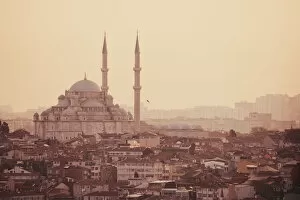 The New Mosque (Turkish: Yeni Camii) in Istanbul at sunset. Turkey