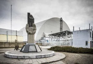 Soviet Era Prints: The new sarcophagus (aka New Safe Confinement installed in 2016), over Reactor 4