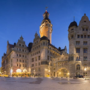 New Town Hall (Neues Rathaus) at dusk, Leipzig, Saxony, Germany
