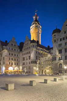 Leipzig Prints: New Town Hall (Neues Rathaus) at dusk, Leipzig, Saxony, Germany