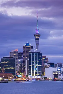 New Zealand, North Island, Auckland, skyline view from Devonport, dawn