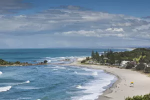 Images Dated 2nd August 2016: New Zealand, North Island, Mt. Manganui, The Mount Main Beach, elevated view
