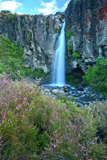 Basalt Prints: New Zealand, North Island, Tongariro National Park, Taranaki Falls