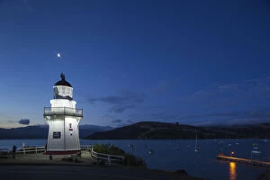 Akaroa Gallery: New Zealand, South Island, Canterbury, Banks Peninsula, Akaroa, Akaroa Lighthouse, dusk