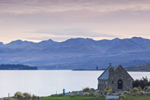 New Zealand, South Island, Canterbury, Lake Tekapo, Church of the Good Shepherd, elevated