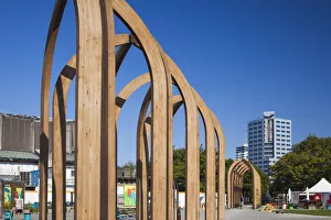 New Zealand, South Island, Christchurch, Victoria Street, wooden arches and office
