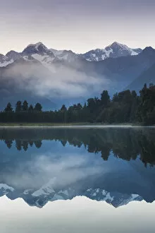 Images Dated 1st September 2016: New Zealand, South Island, West Coast, Fox Glacier Village, Lake Matheson, reflection