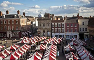 Midlands Prints: Newark, England. The market draws in visitors from all over the region
