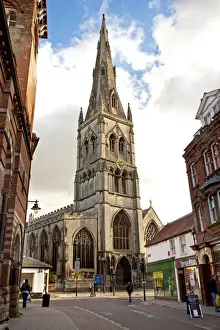 Midlands Prints: Newark, England. The tower of newarks medieval parish church