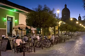 Nicaragua, Granada, Calle Calzada, Hotels, Restaurants, Tourists, Cathedral of Granada