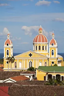 Nicaragua, Granada, View of Cathedral de Granada from Iglesia de la Merced