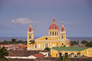 Nicaragua, Granada, View of Cathedral de Granada from Iglesia de la Merced