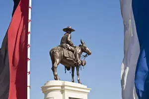 Nicaraguan Prints: Nicaragua, Managua, Statue of Simon Bolivar on horseback