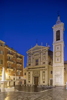 Le Midi Prints: Nice Cathedral and Bell Tower, Place Rossetti, Nice, South of France