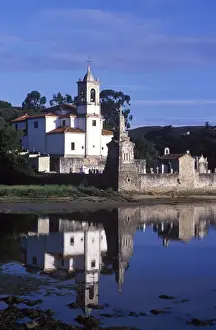 Church Tower Prints: Niembro Church sits on the shore of a quiet inlet on the Asturian coast