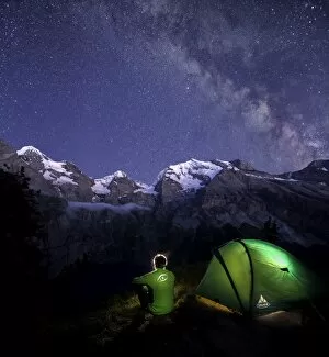 Sport Gallery: Night camping around Lake Oeschinensee Bernese Oberland Kandersteg Canton of Bern