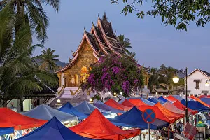 Night Market & Haw Pha Bang temple, Luang Prabang (ancient capital of Laos on the Mekong river), Laos
