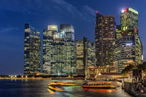 Images Dated 18th September 2018: Night skyline, Downtown Core, Singapore