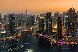 Images Dated 1st February 2017: Night skyline of Dubai Marina residential area, Dubai, United Arab Emirates
