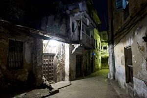 Night time Street scene in Stone Town, Unguja Island, Zanzibar archipelago, Tanzania