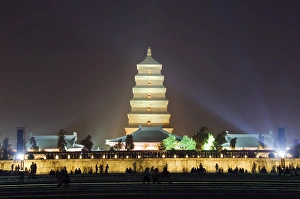 The Orient Gallery: A night time water show at the Big Goose Pagoda Park