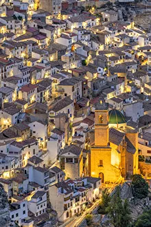 Night view of Alcala del Jucar, Castilla-La Mancha, Spain