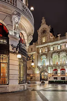 Art Nouveau Prints: Night view of Calle de Alcala, Madrid, Spain