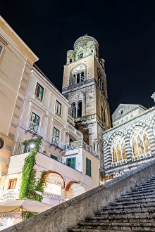 Amalfi Prints: Night view of the Cathedral, Amalfi, Campania, Italy