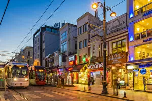Images Dated 23rd June 2015: Night view of Divanyolu Street in Sultanhamet district, Istanbul, Turkey