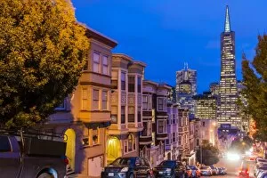 Neighborhood Collection: Night view of downtown skyline from North Beach district, San Francisco, California, USA