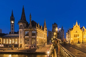 Night view of Ghent, East Flanders, Belgium