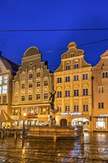 Night view of Maximilianstrasse, Augsburg, Bavaria, Germany