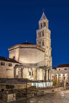 Night view of the Palace of Diocletian, Split, Dalmatia, Croatia