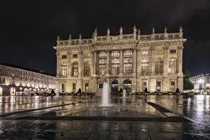 Torino Prints: Night view of Palazzo Madama, first Senate of the Italian Kingdom, Turin, Piedmont, Italy