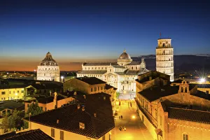Leaning Prints: Night View over Pisa, Tuscany, Italy