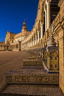 Images Dated 5th April 2016: Night view of Plaza de Espana, Seville, Andalusia, Spain