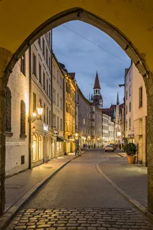Munchen Prints: Night view of a street in Munich, Bavaria, Germany