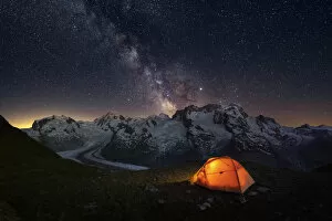 Night view of the Swiss side of Monte Rosa Massif close to Riffelsee Lake (Zermatt