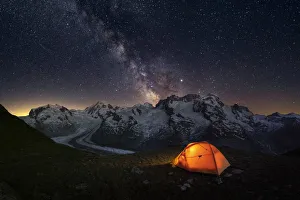 High Gallery: Night view of the Swiss side of Monte Rosa Massif close to Riffelsee Lake (Zermatt