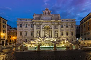 Baroque Style Prints: Night view of Trevi Fountain, Rome, Lazio, Italy