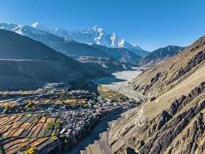 Nepal Prints: Nilgiri mountain and Kali Gandaki river, Kagbeni, Lower Mustang, Nepal