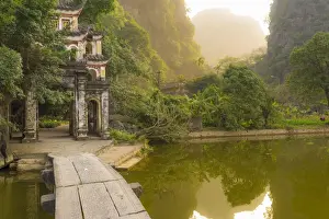 Ninh Binh, Northern Vietnam. Bich Dong pagoda nearby Ngu Nhac mountain. mountain