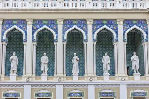 Writer Prints: Nizami Museum of Azerbaijani Literature, statues of famous Azerbaijani writers, Baku
