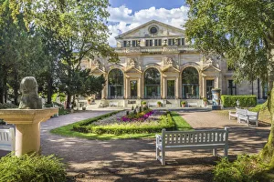Wiesbaden Prints: Nizza place in the spa gardens with Dostojevski bust, Wiesbaden, Hesse, Germany