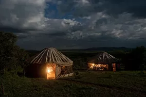 Images Dated 2nd August 2013: Nomad Tanzania yurt camp in Loliondo area Serengeti under moonlight, Tanzania