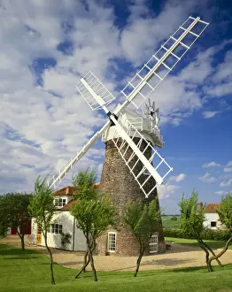 Mill Prints: Norfolk Cottage Windmill, Mautby, Norfolk, England
