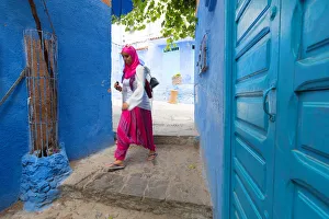 North Africa, Morocco, Chefchaouen district. Details of the city