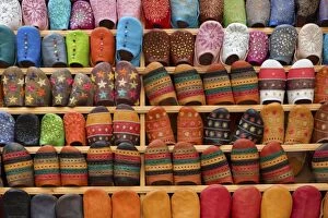 Medina Gallery: North Africa, Morocco, Fes district, Medina of Fes. Shoes typical Moroccan